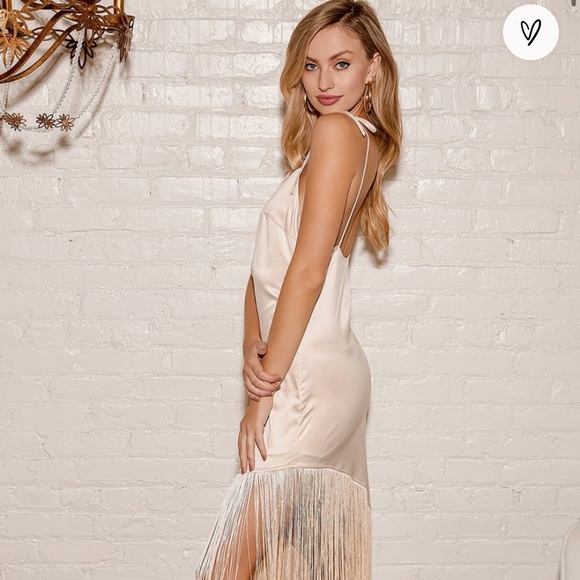 Lulus Dresses & Skirts - Lulu’s- It’s A Celebration Champagne Satin Dress